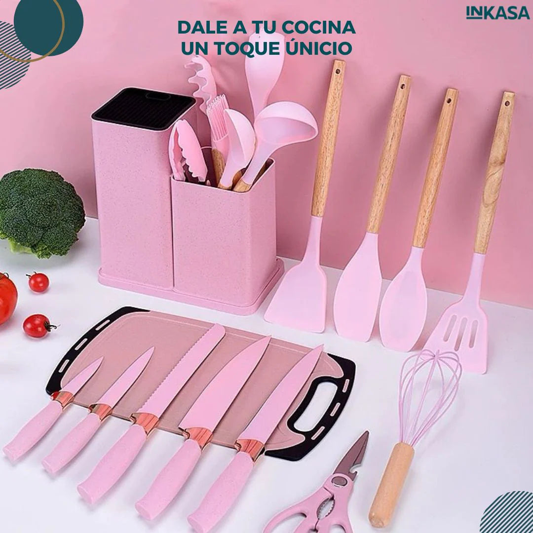 SET DE UTENSILIOS SILICONA X 19 PIEZAS+ENVIO GRATIS🎁