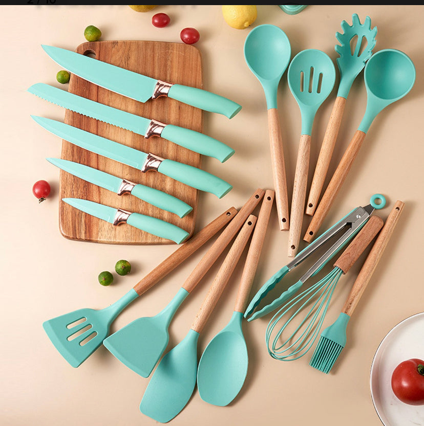 SET DE UTENSILIOS SILICONA X 19 PIEZAS+ENVIO GRATIS🎁