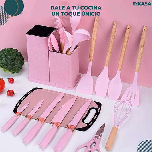 SET DE UTENSILIOS SILICONA X 19 PIEZAS+ENVIO GRATIS🎁